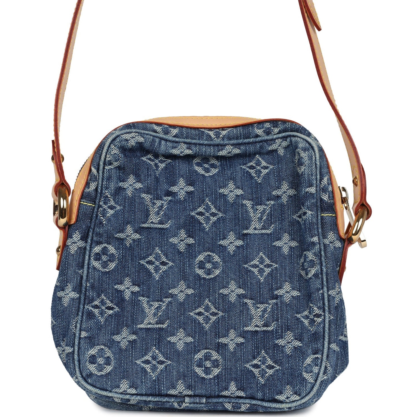 Pre-owned Louis Vuitton Camera Crossbody Bag Blue Monogram Denim Gold Hardware