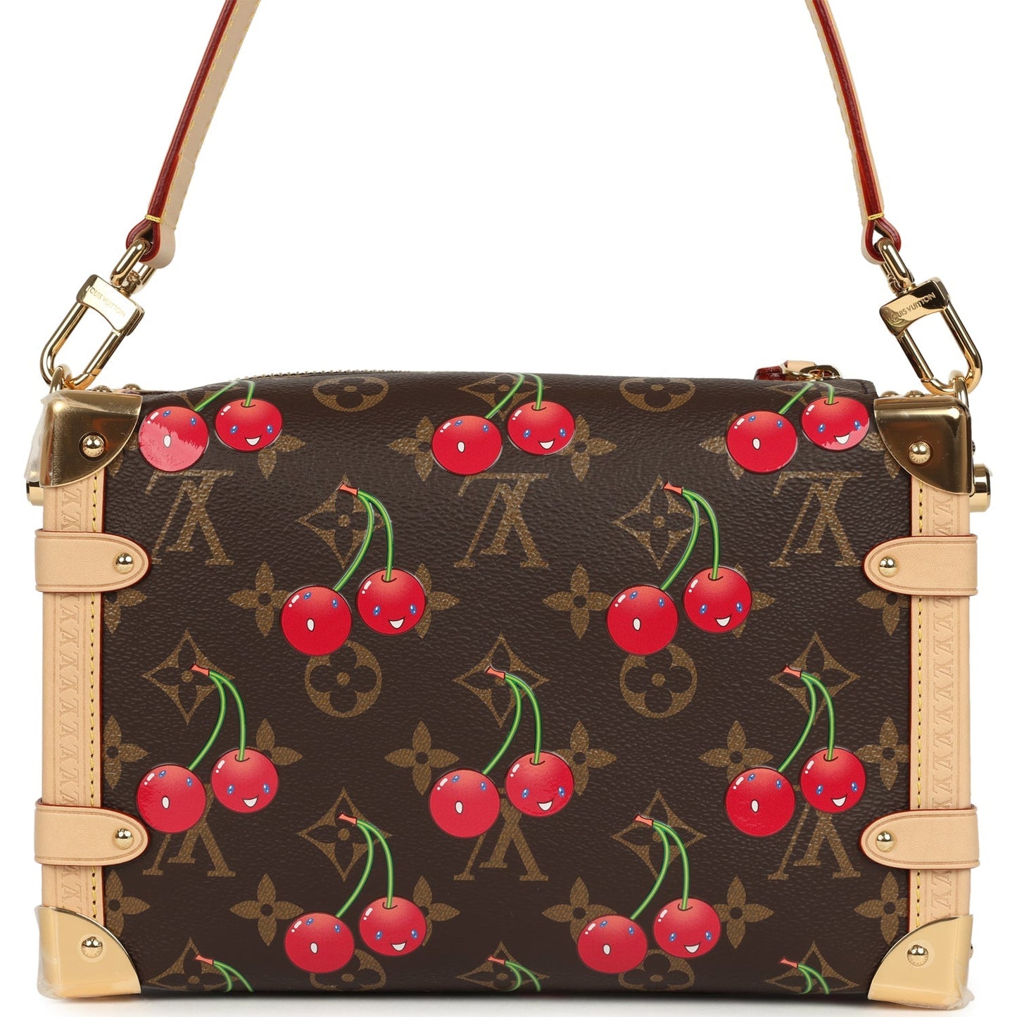Louis Vuitton x Takashi Murakami Cheries Side Trunk MM Brown and Red Cherry Monogram Gold Hardware