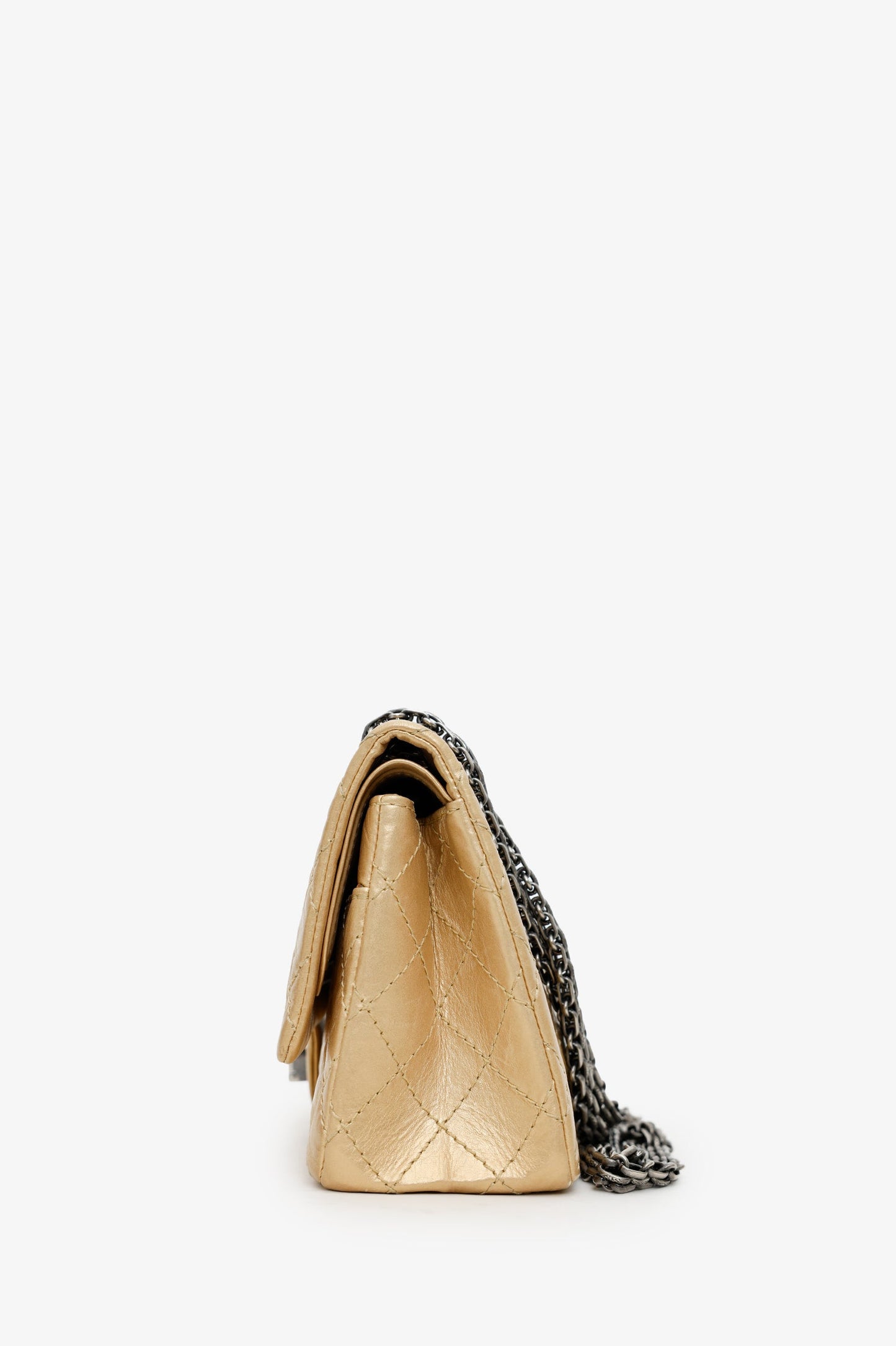 Pre-Loved Chanel™ 2008-09 Gold Metallic Quilted Aged Calfskin Reissue 2.55 Flap Bag