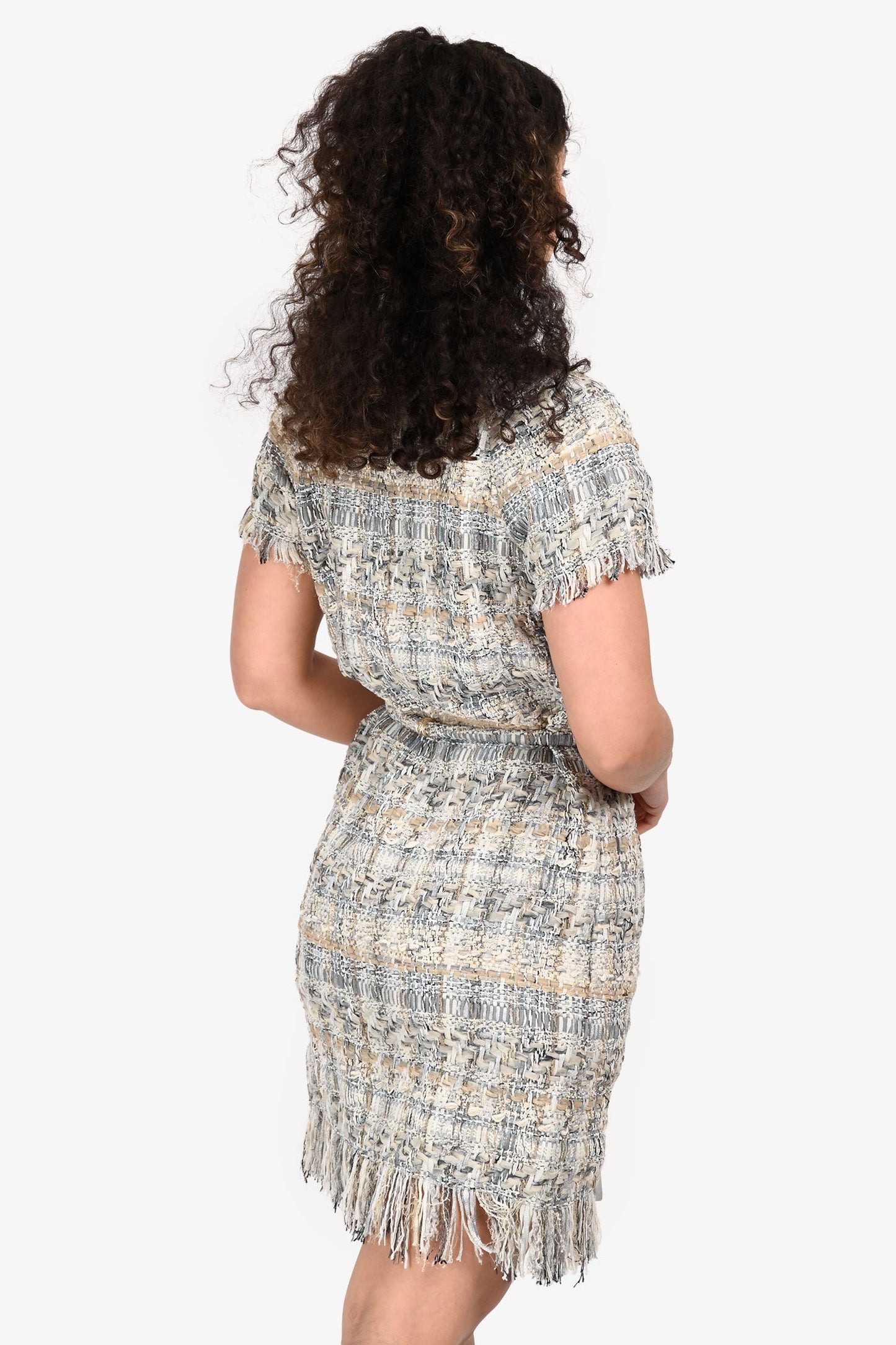 Pre-Loved Chanel™ 2018 Runway Grey/Beige Tweed Mini Dress Size 36