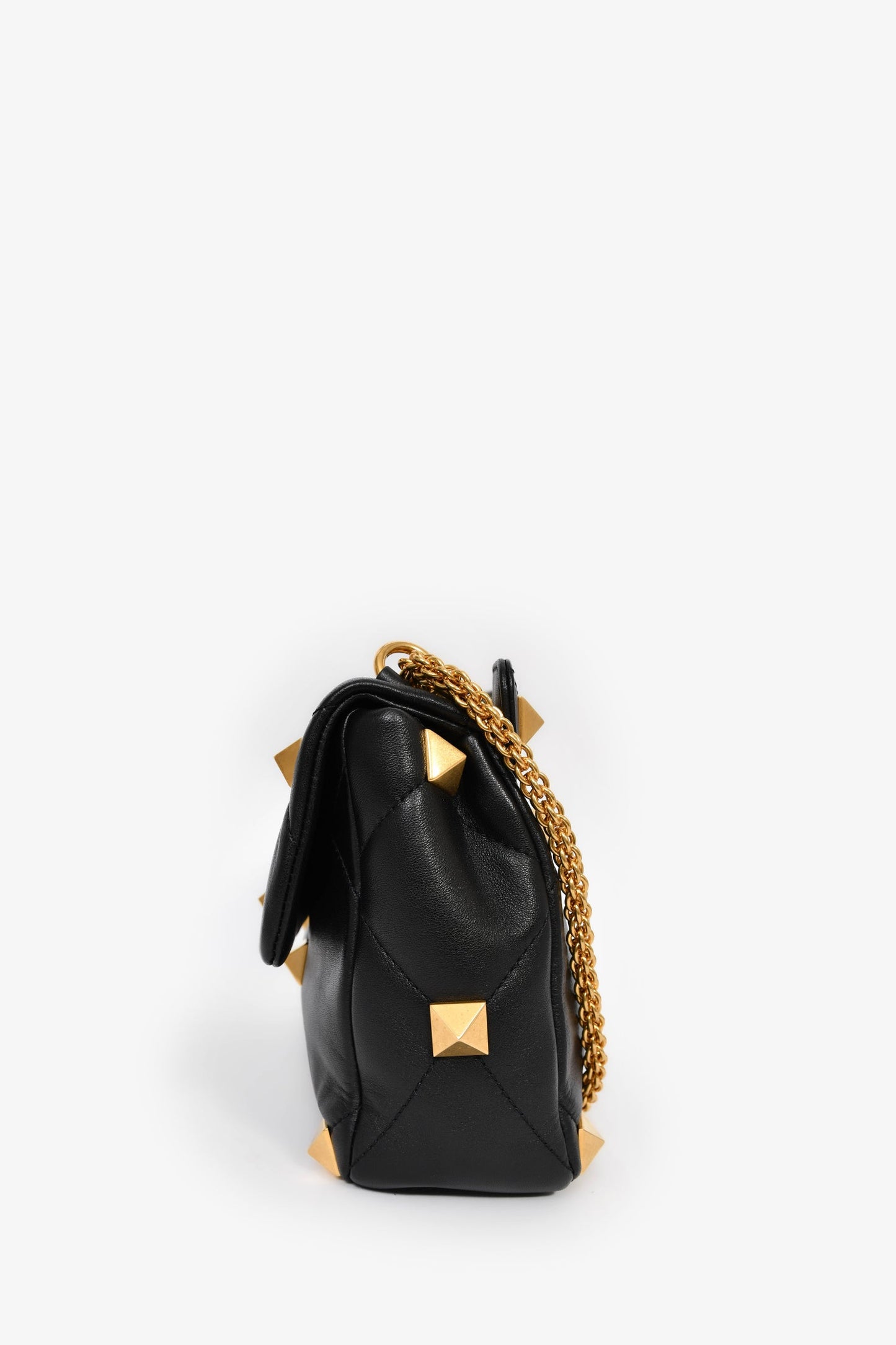 Valentino Black Leather Roman Stud Shoulder Bag