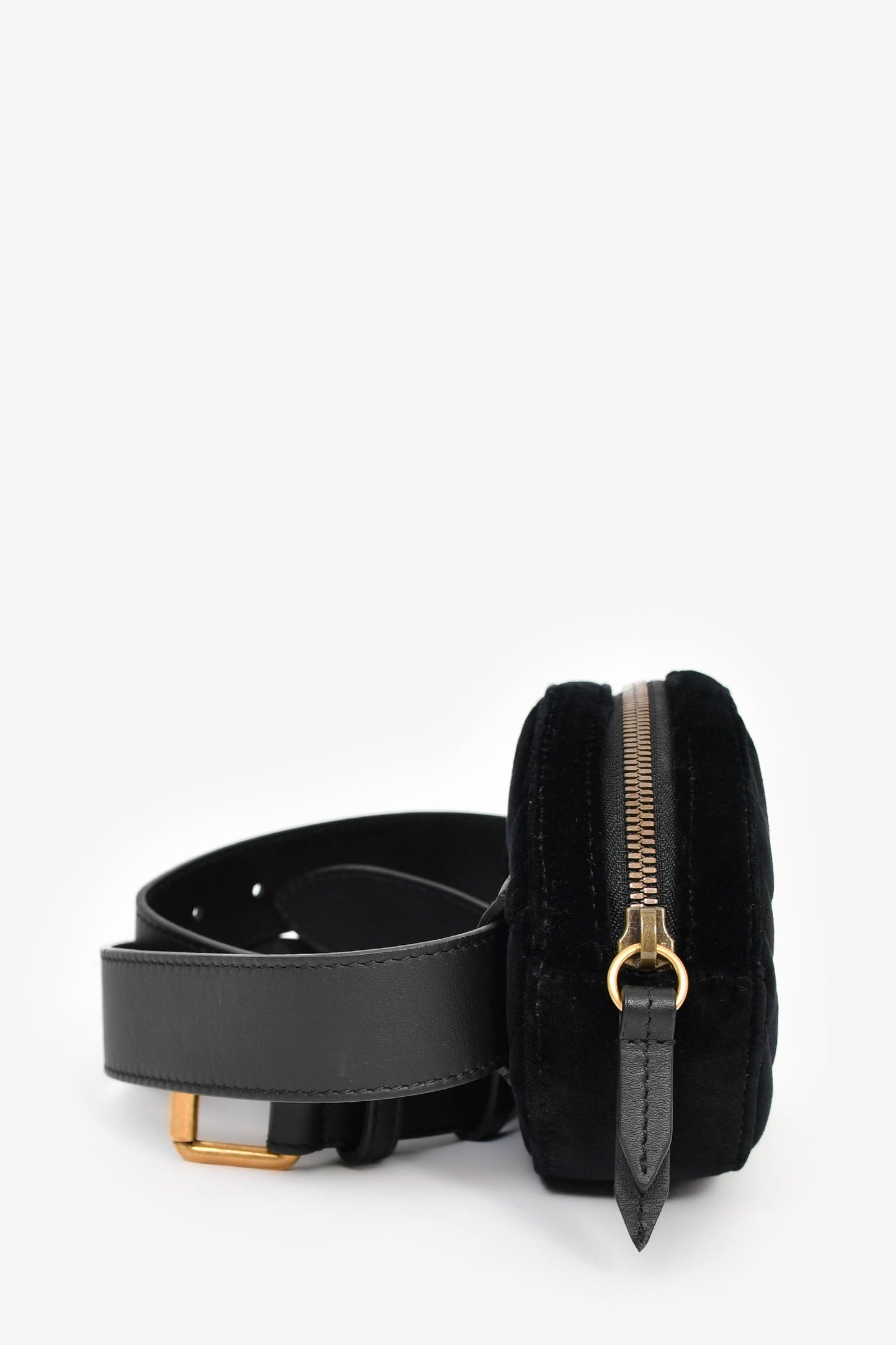Gucci Black Chevron Velvet Marmont Belt Bag