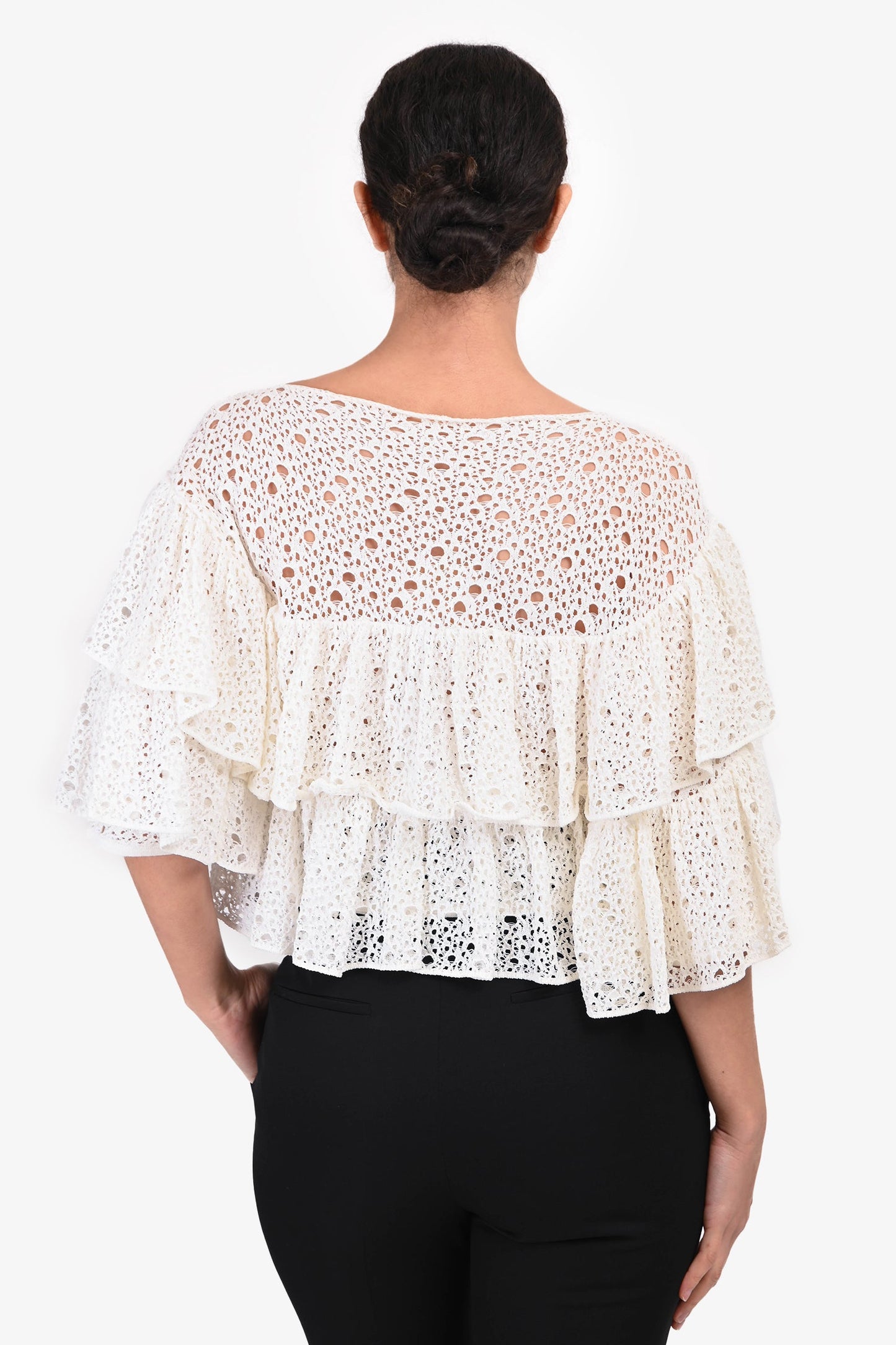 Pre-Loved Chanel™ 2012 White Ruffle Tiered Top Size 36