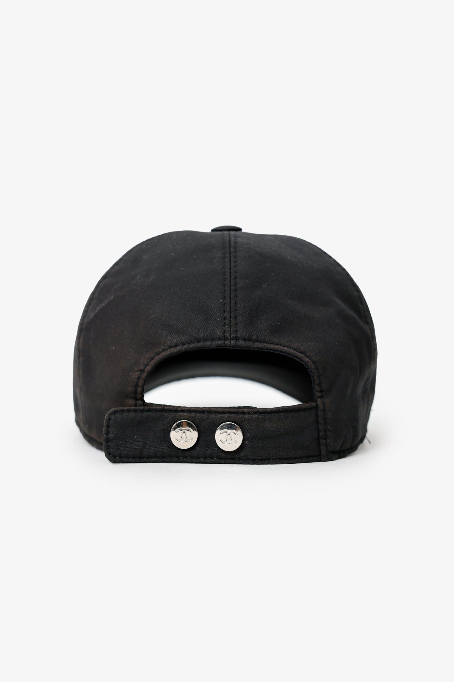 Pre-Loved Chanel™ Black Cotton CC Baseball Cap
