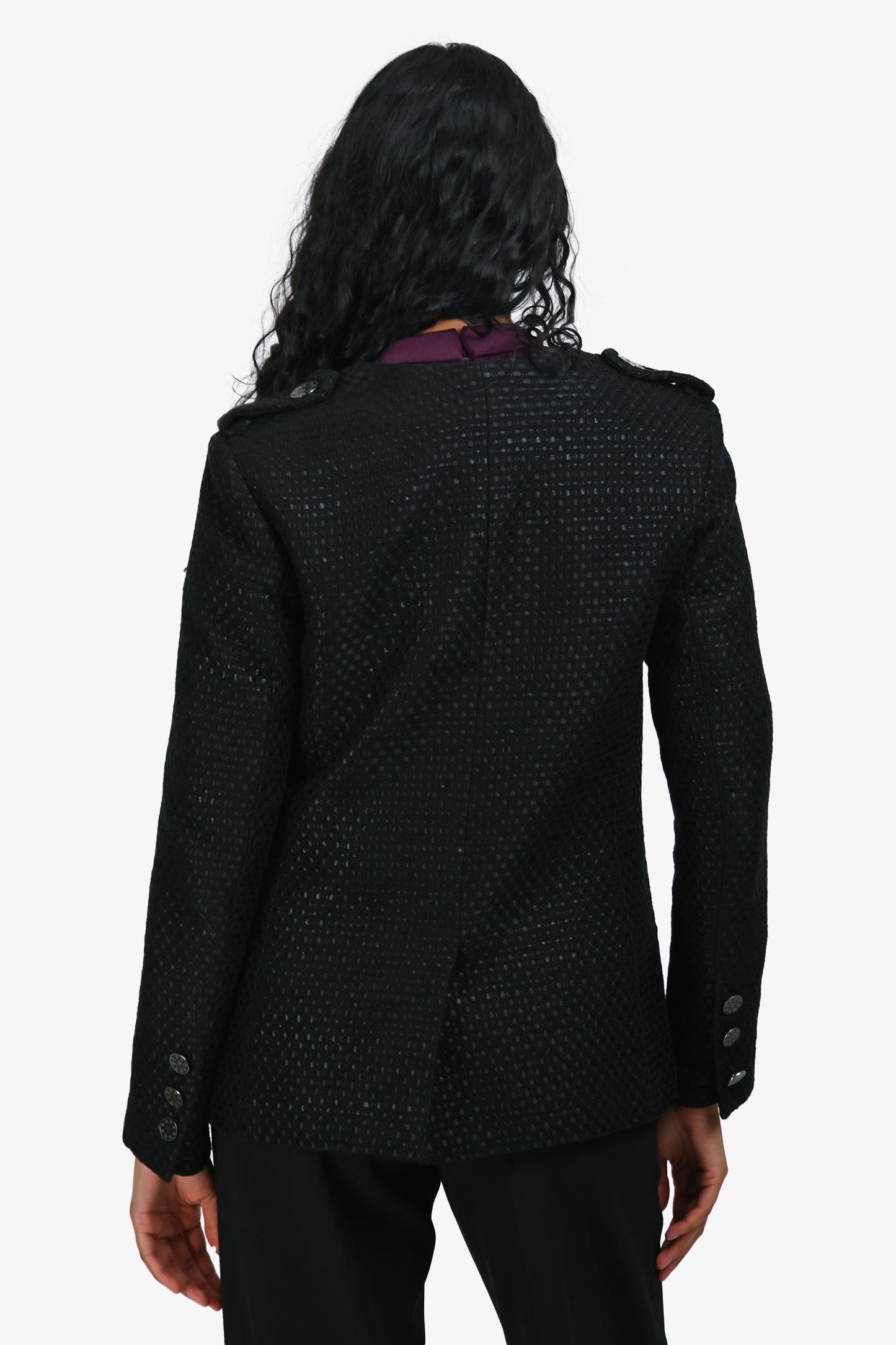 Pre-Loved Chanel™ 2005 Black Tweed Blazer Jacket Size 36