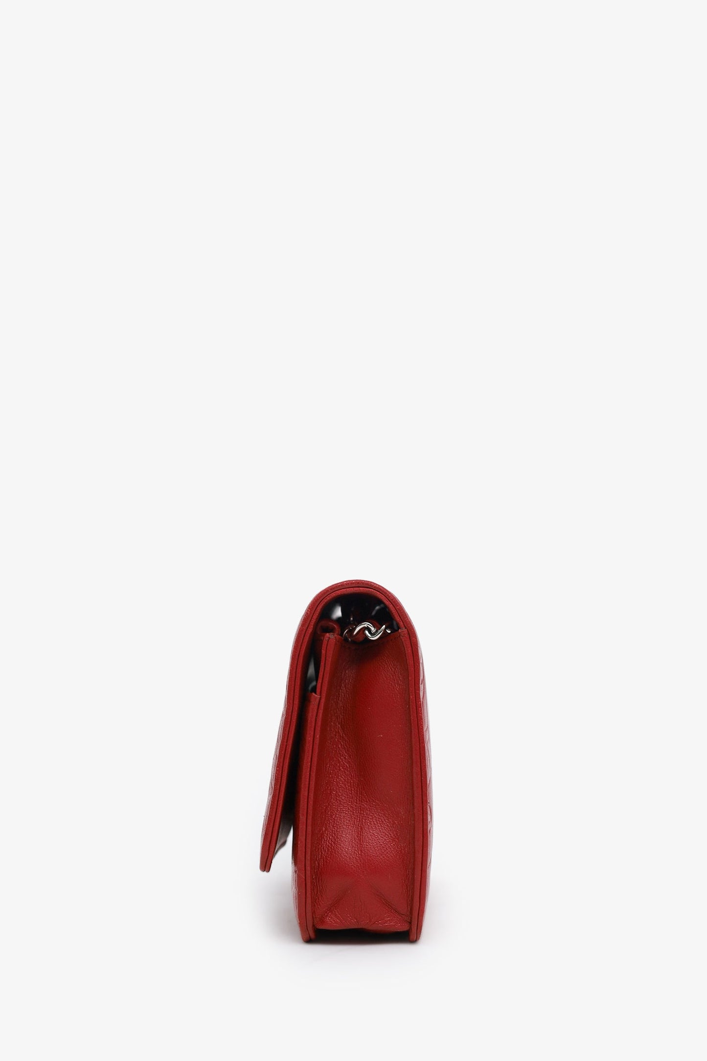 Pre-Loved Chanel™ 2011 Red Lambskin Leather Camellia Classic Wallet on Chain