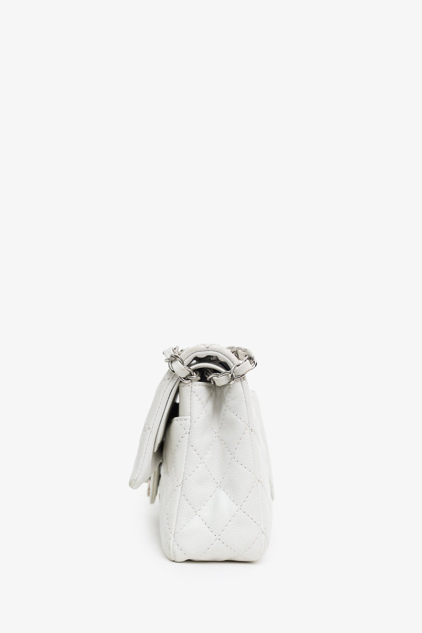 Pre-Loved Chanel™ 2008-09 White Caviar Leather Medium Double Flap Bag