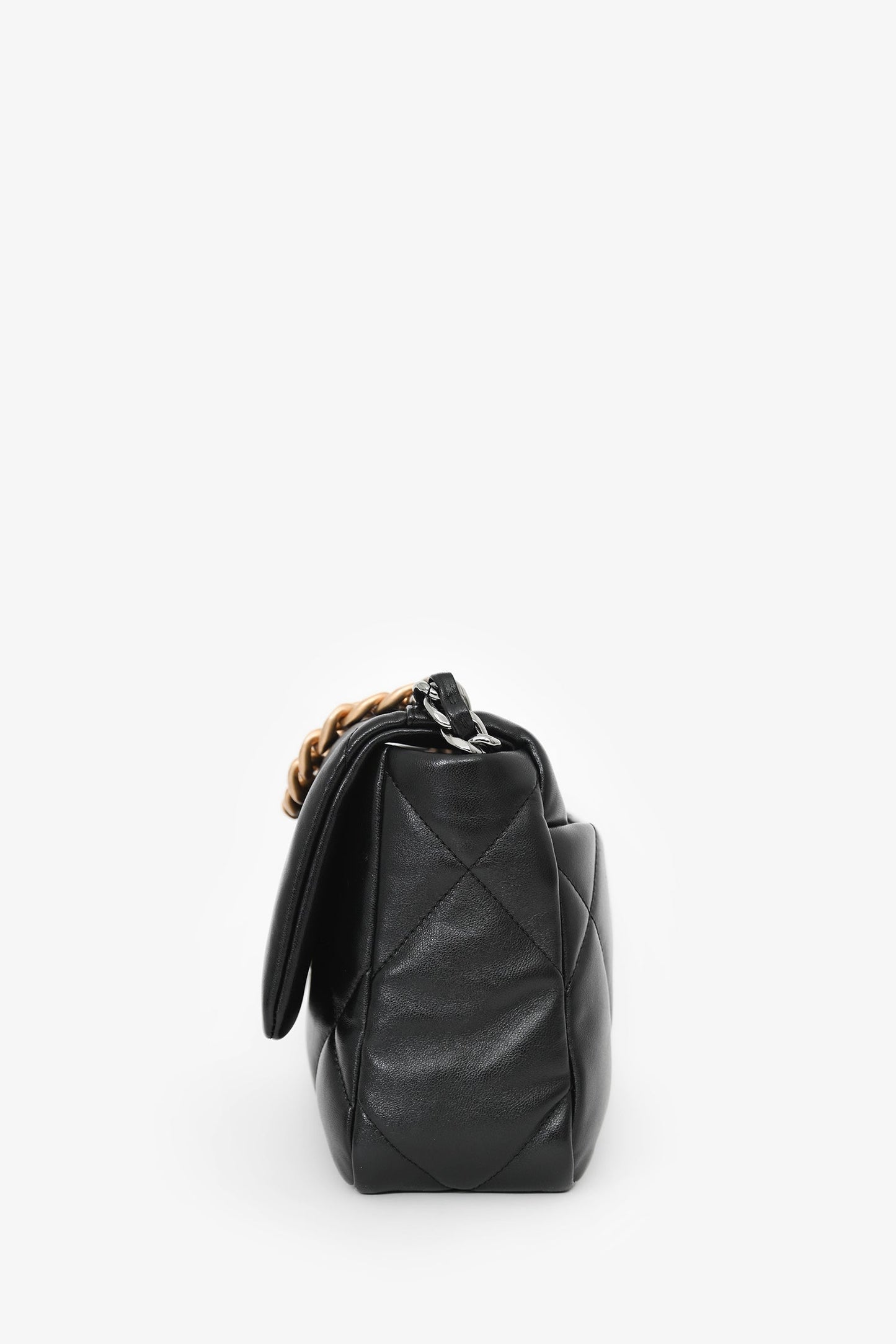Pre-Loved Chanel™ Black Lambskin Small 19 Flap Bag