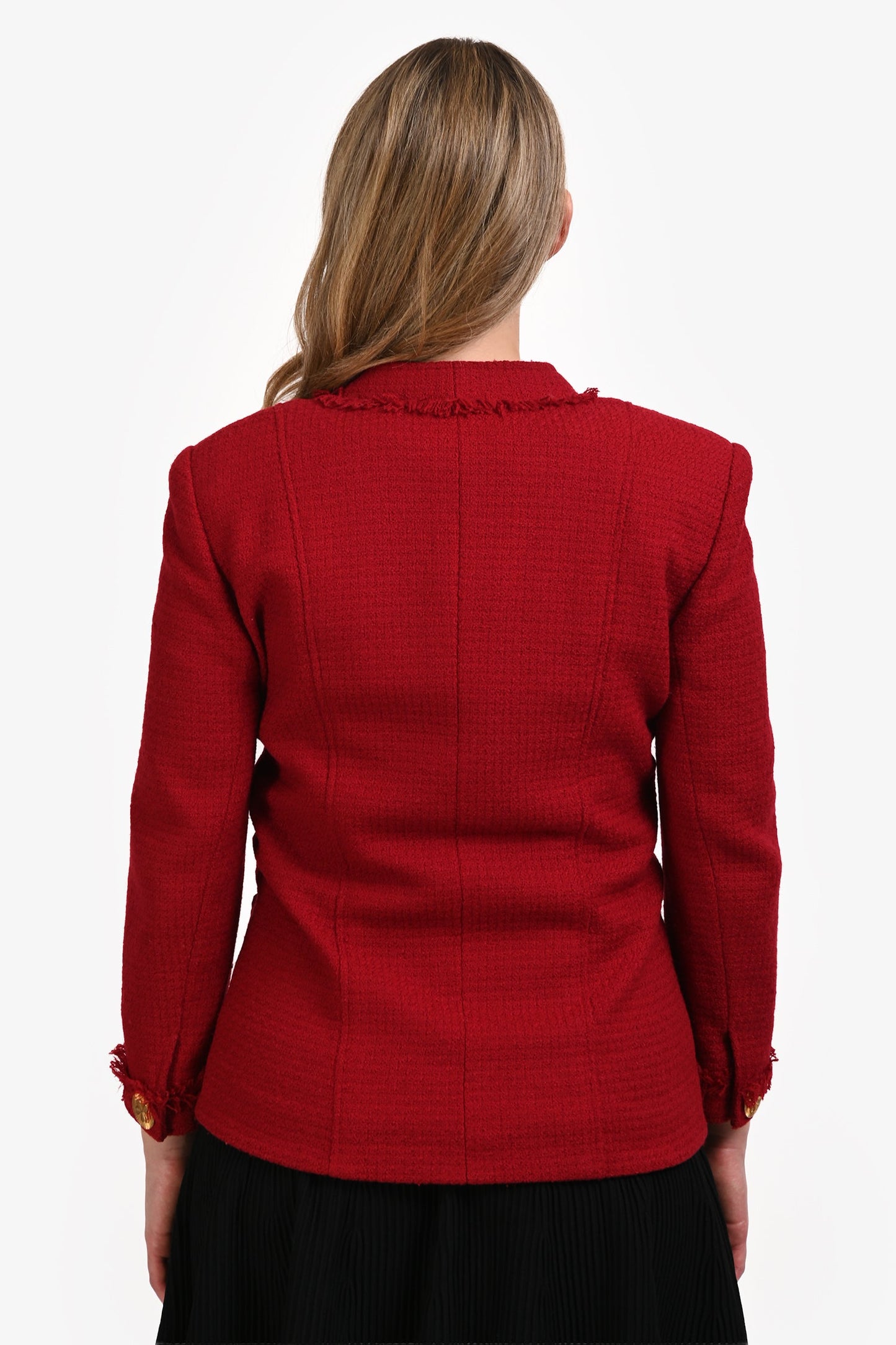 Pre-Loved Chanel™ Red 4 Pocket Tweed Jacket Est Size M