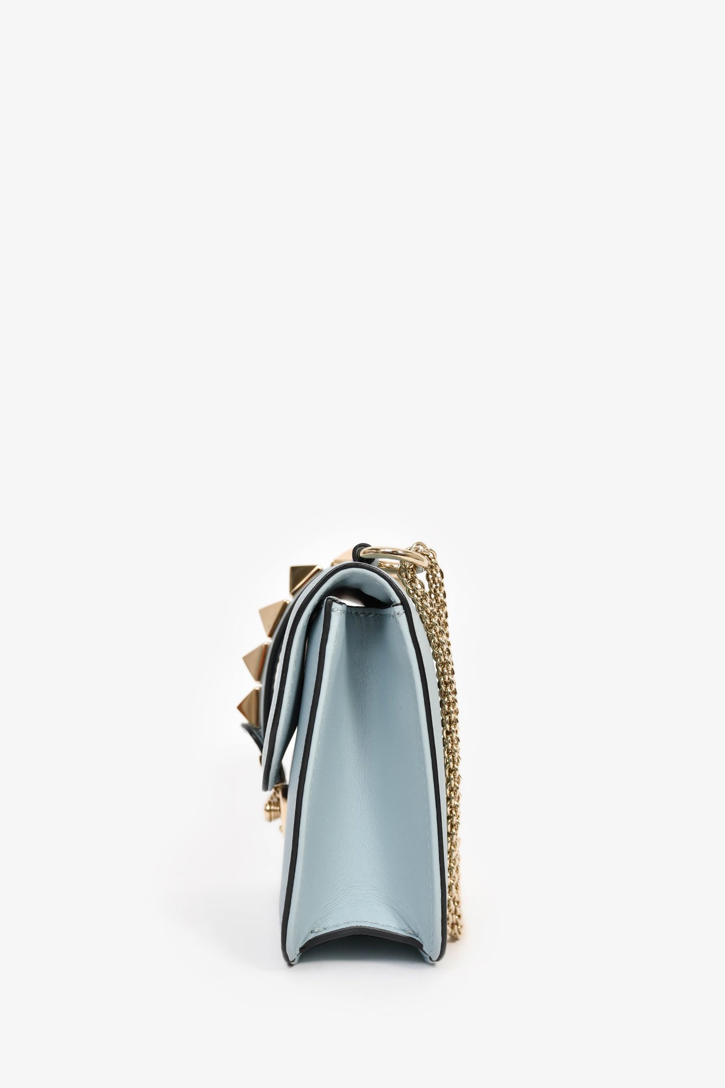 Valentino Blue Leather Roman Stud Shoulder Bag