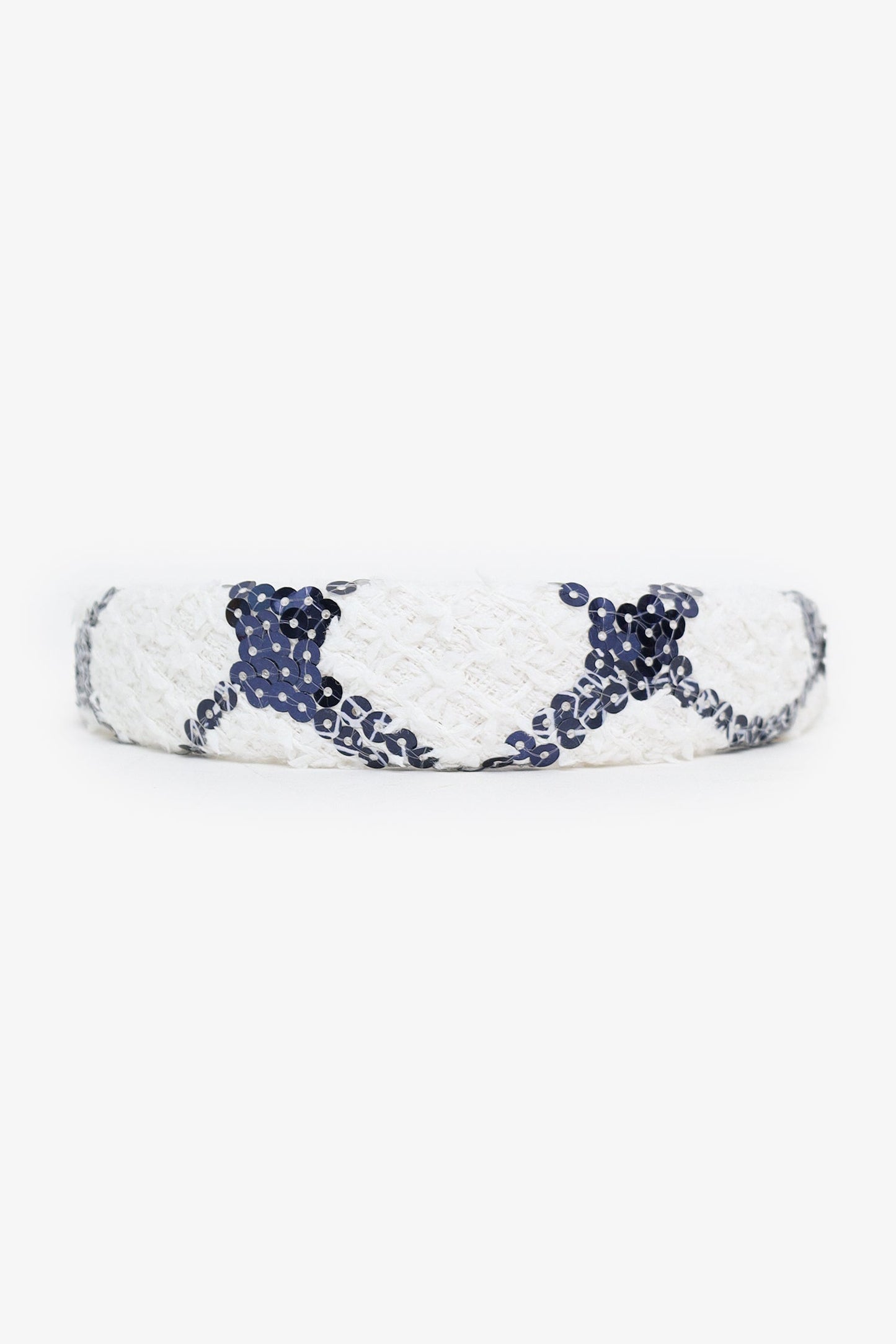 Pre-Loved Chanel™ 23C White Tweed Sequin Headband