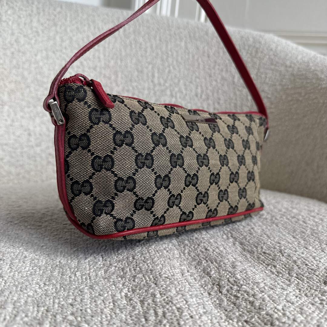 Gucci Monogram Red Boat Pochette Handbag