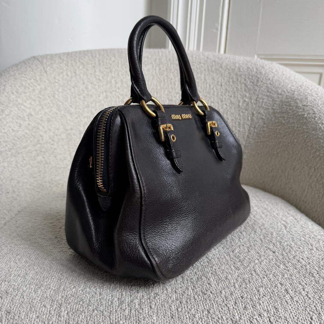 Miu Miu Madras Leather Black Handbag