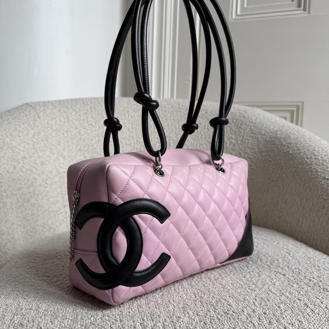 2005 Chanel Cambon Quilted Pink Bowling Shoulder Bag