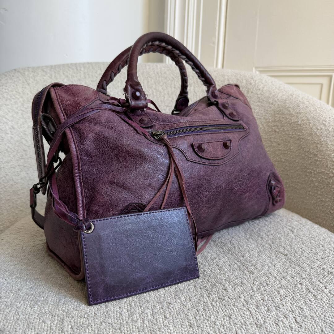 2004 Balenciaga The City Leather Purple Handbag
