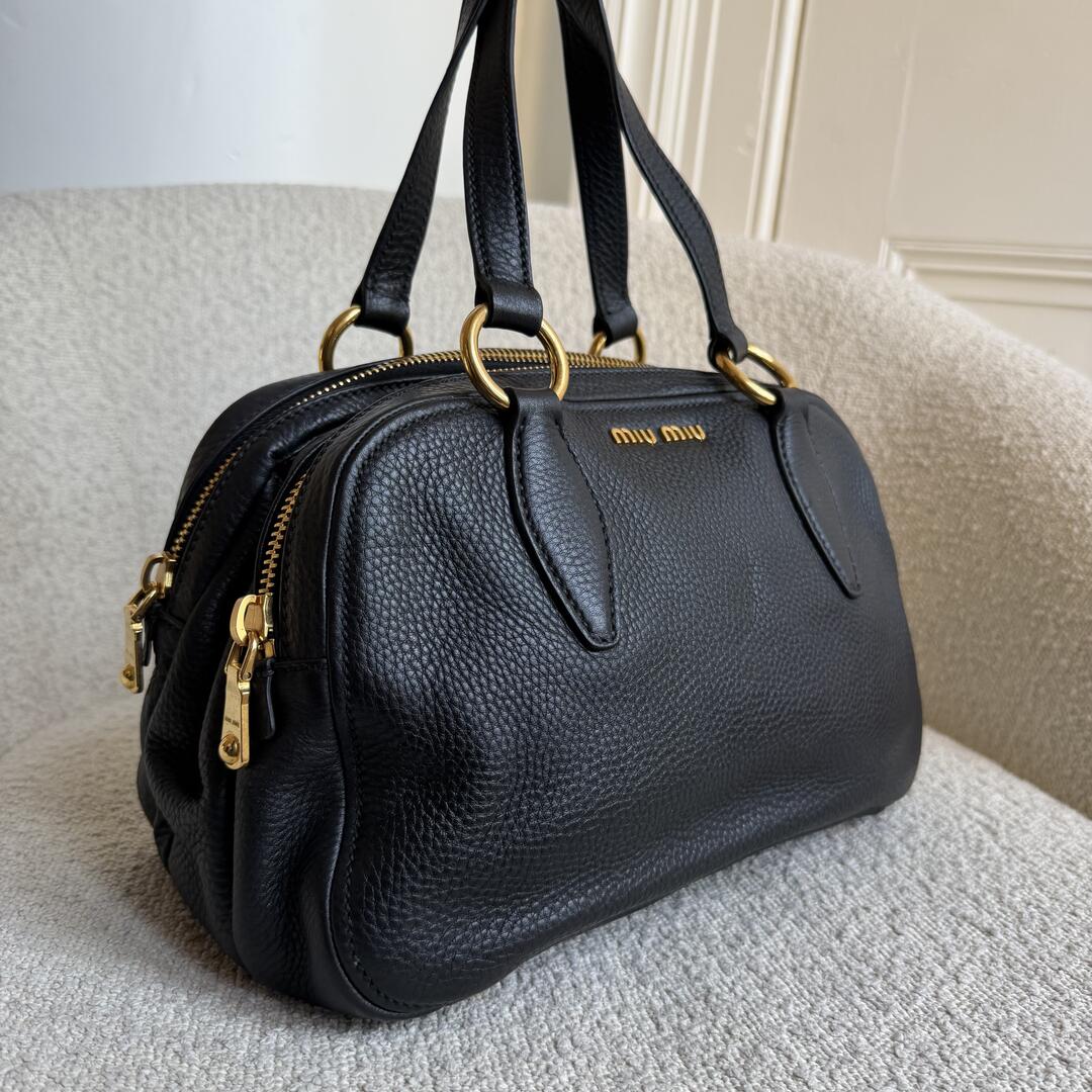 Miu Miu Vitello Leather Black Shoulder Bag