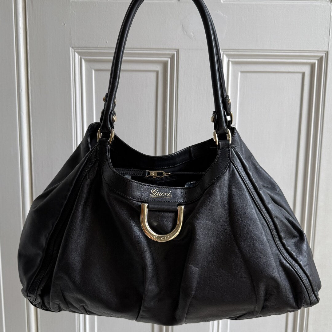 Gucci Abbey Black Leather Tote Bag