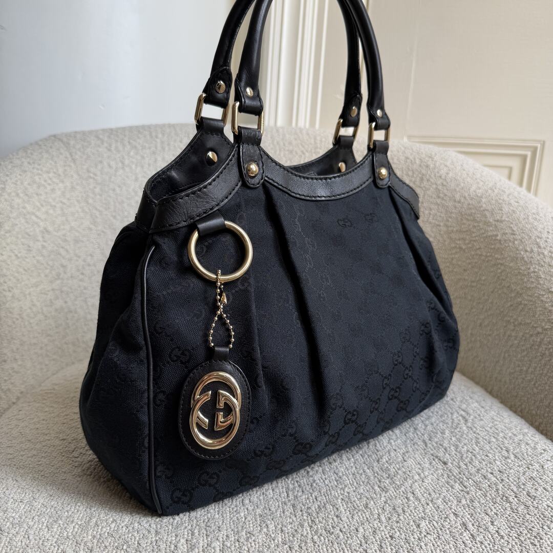 Gucci GG Canvas Sukey Black Tote Bag