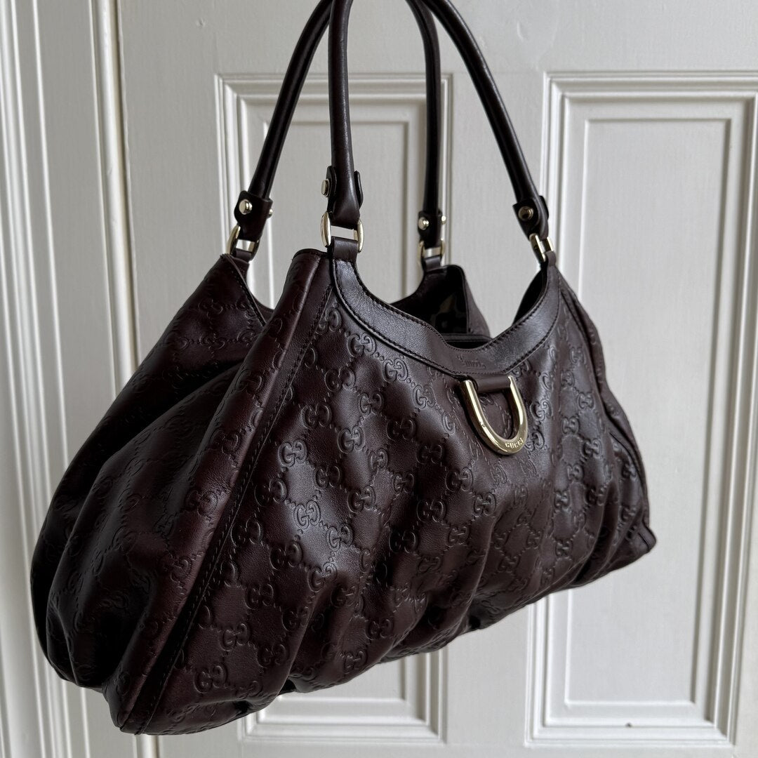 Gucci Guccissima Abbey Brown Leather Tote Bag