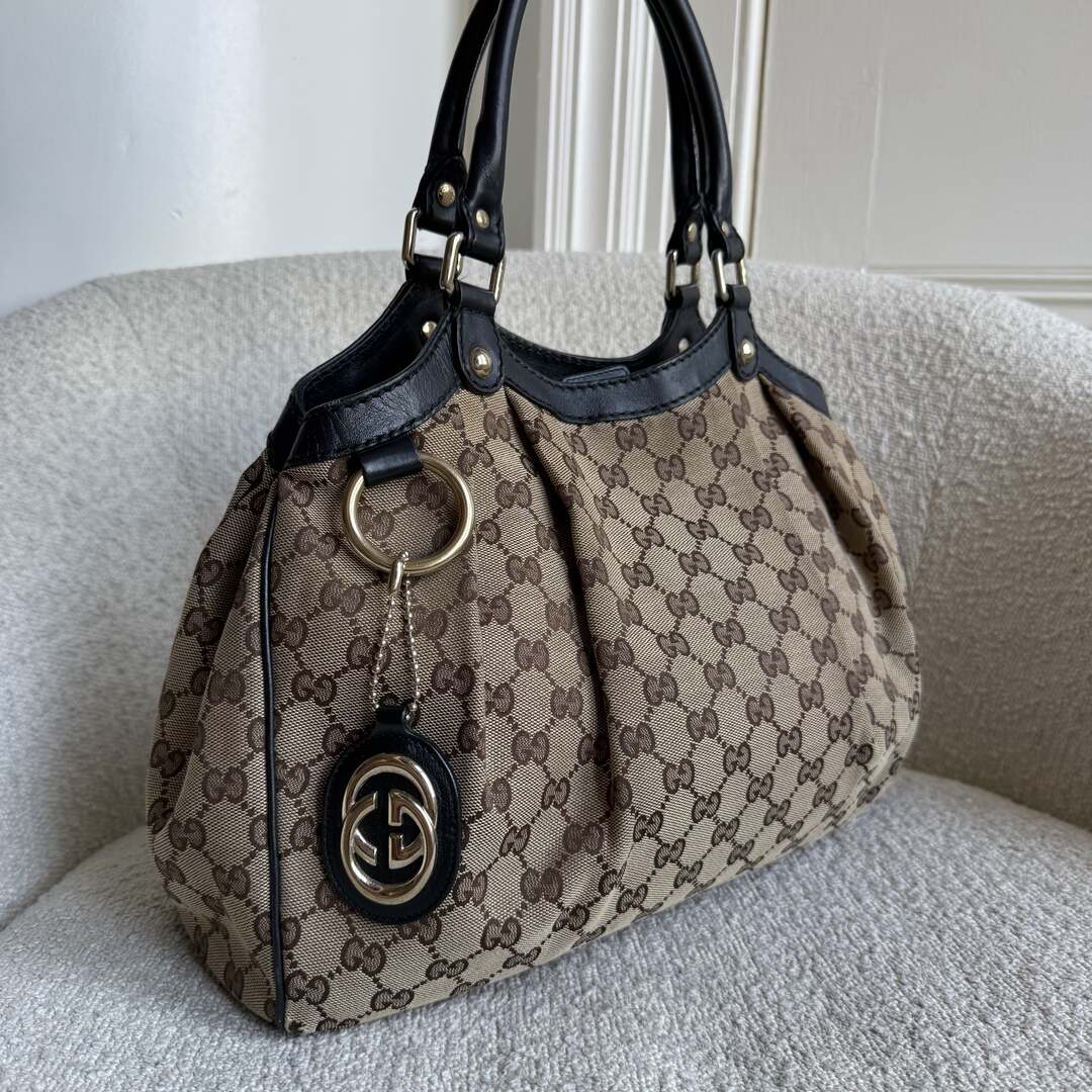 Gucci Monogram Sukey Black Tote Bag
