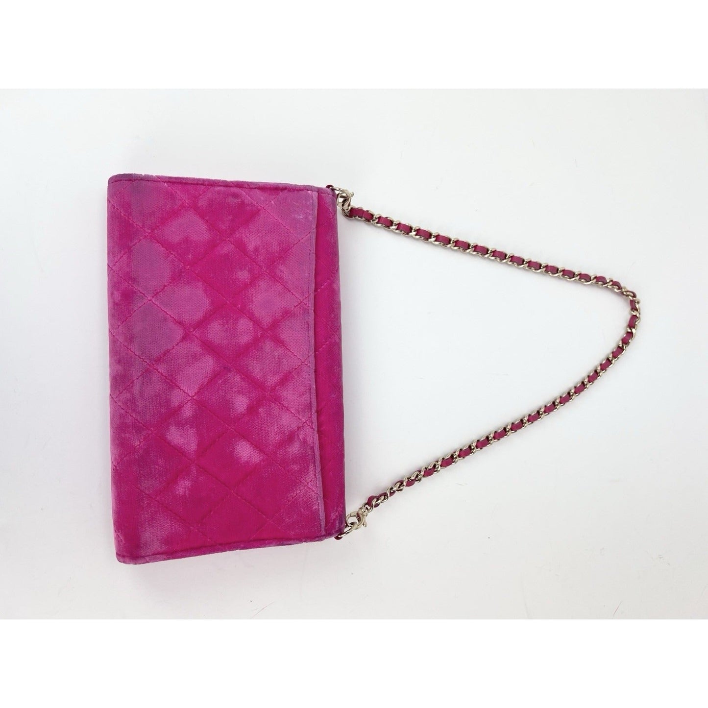 Chanel Velvet Quilted Timeless Fuchsia Wallet Chain Clutch