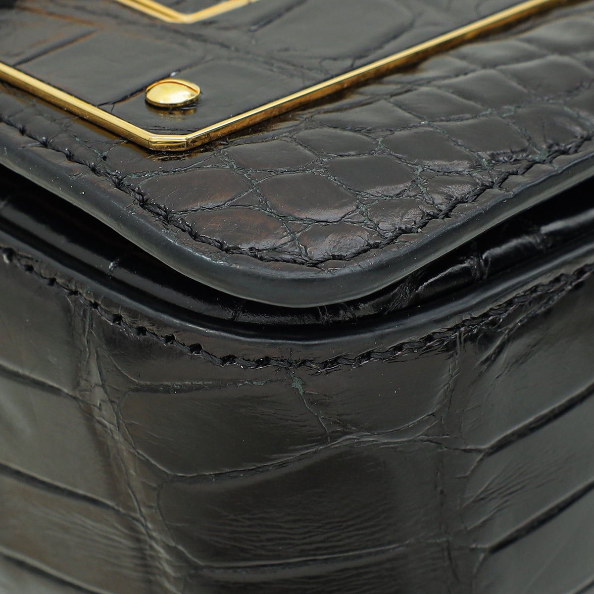 Tom Ford Black Alligator Chain Natalia Shoulder Bag
