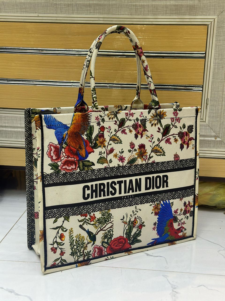 CHRISTIAN DIOR-Inspired Tote β High Quality Denim Women Bag with Beautiful Print(Off White)