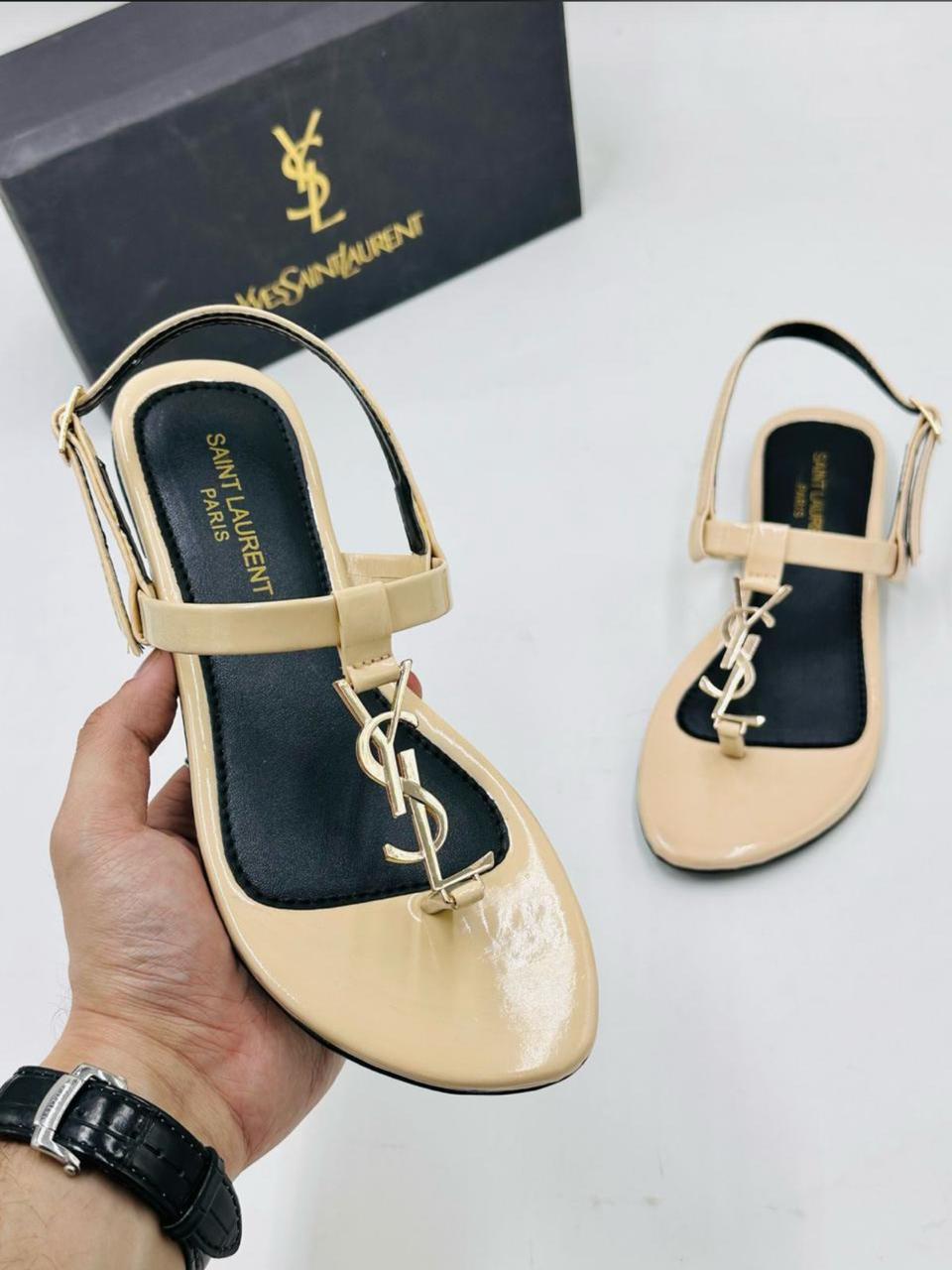 YSL-Inspired Sandals โ Elegant Women Footwear with Designer Look(Beige)