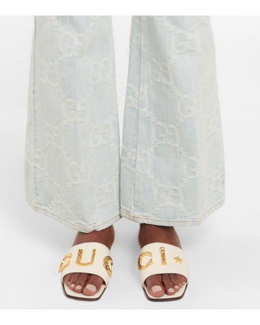 GUCCI Heeled Sandals with Gold-Tone Logo β Premium Quality (White Golden)