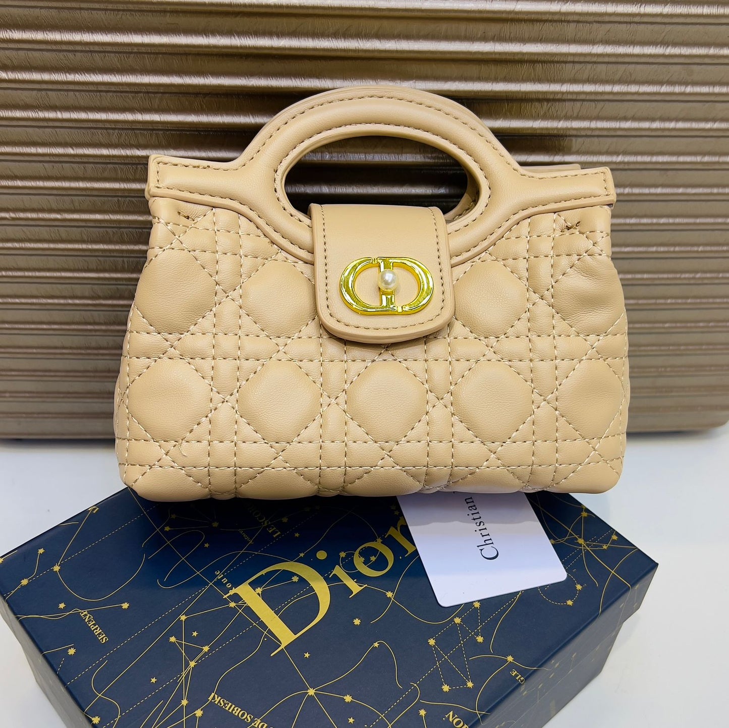 C-H-R-I-S-T-I-A-N D-I-O-R Jolie Top Handle Mini Women Bag β Elegant Edition (Beige)