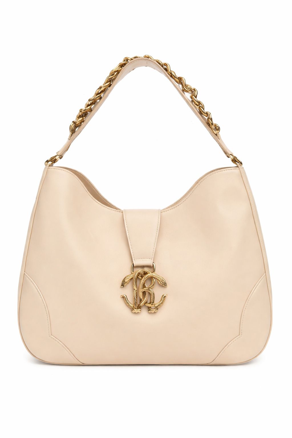 R-O-B-E-R-T-O C-A-V-A-L-L-I Chain Detail Shoulder Women Bag β Elegant Edition (Cream)