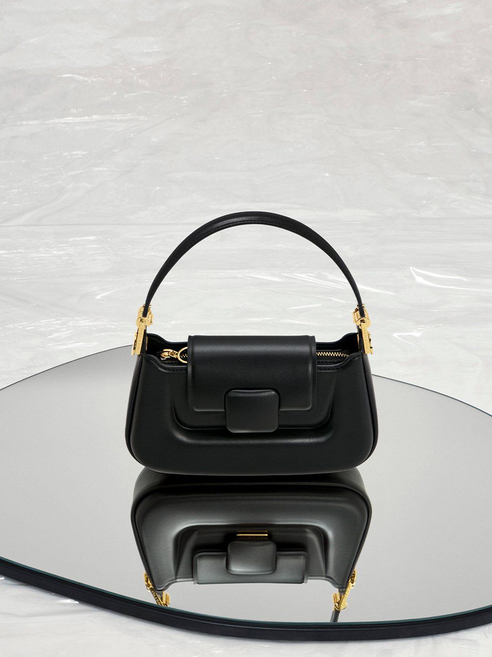 C-H-A-R-L-E-S & K-E-I-T-H Koa Push-Lock Top Handle Women Bag β Elegant Edition (Black)