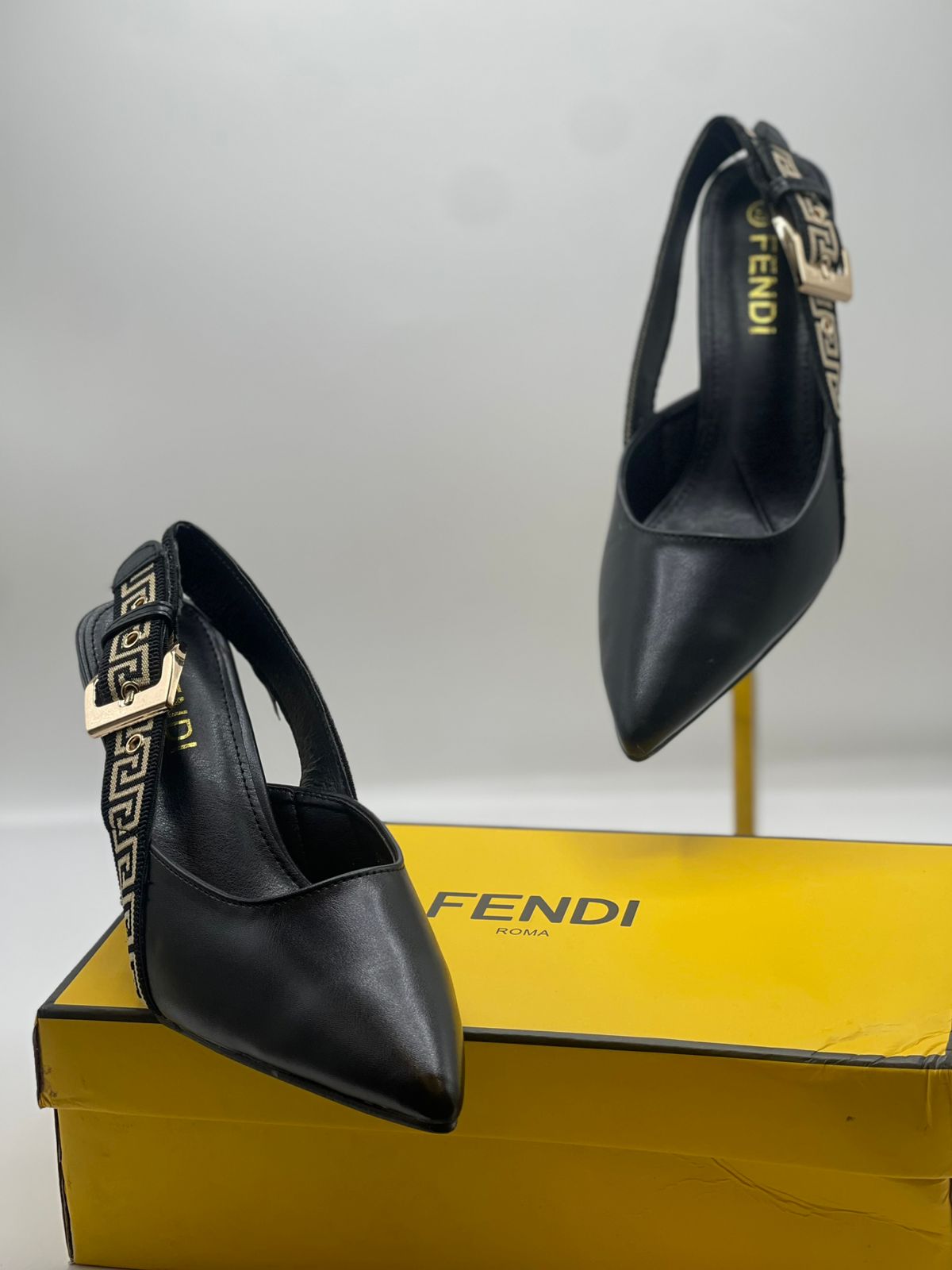 F-E-N-D-I Heels β Elegant Women Footwear (Black)