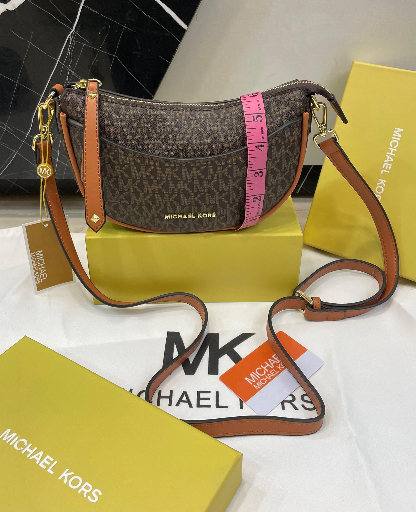 M-I-C-H-A-E-L K-O-R-S Crossbody Women Bag β Master Quality Edition (White/Brown)