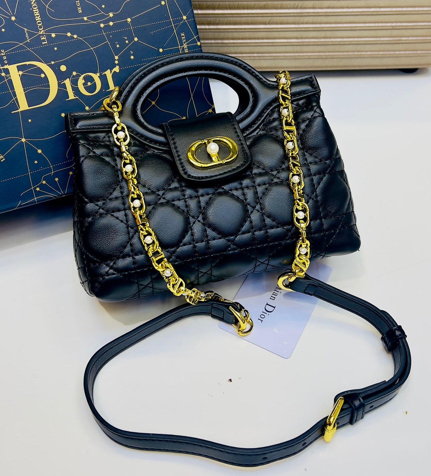 C-H-R-I-S-T-I-A-N D-I-O-R Jolie Top Handle Mini Women Bag β Elegant Edition (Black)