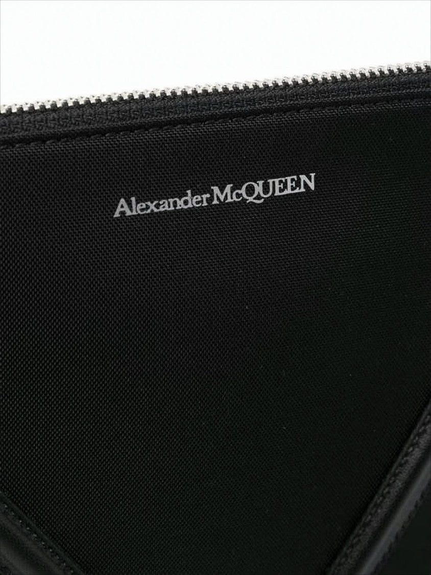 Alexander Mcqueen Rectangular Clutch With V-Shaped Overlay And Silver Accents