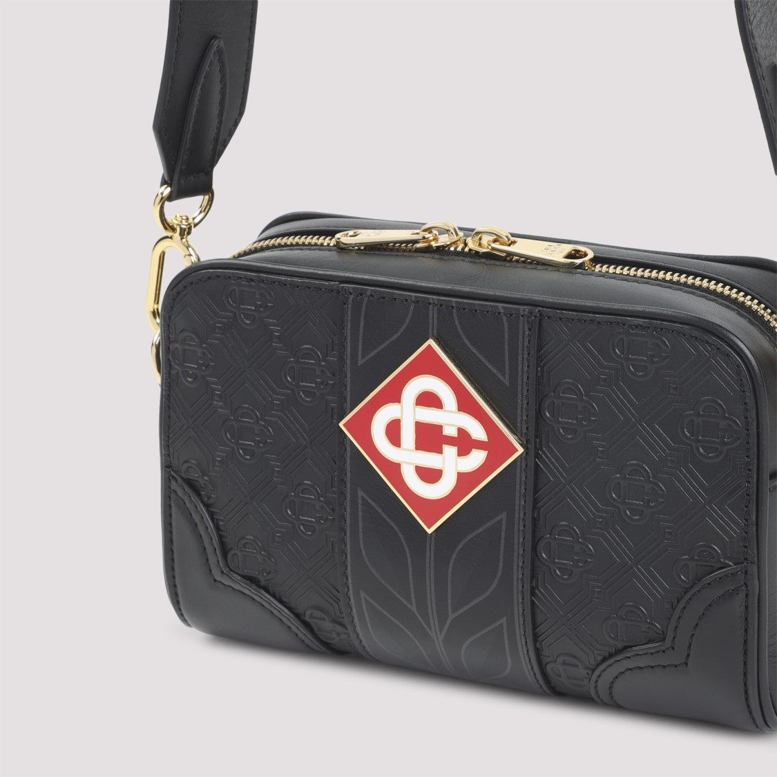 Casablanca Compact Black Calf Leather Crossbody Bag