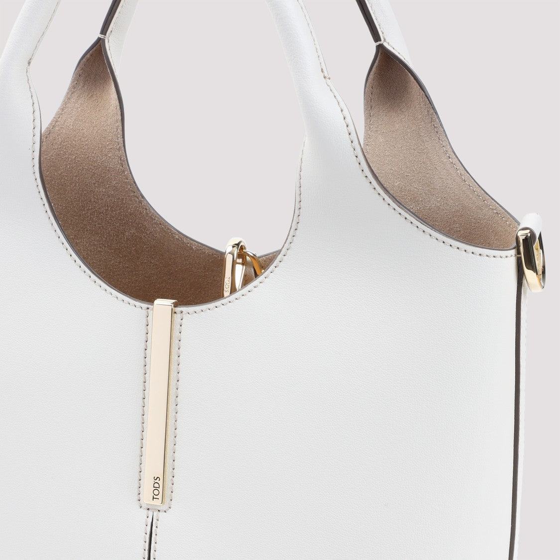 Tod's Structured White Calf Leather Shoulder Bag