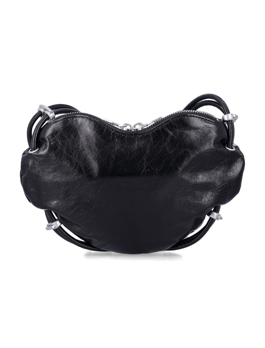 Diesel Heart-Shaped Shoulder Bag With Crinkled Finish
