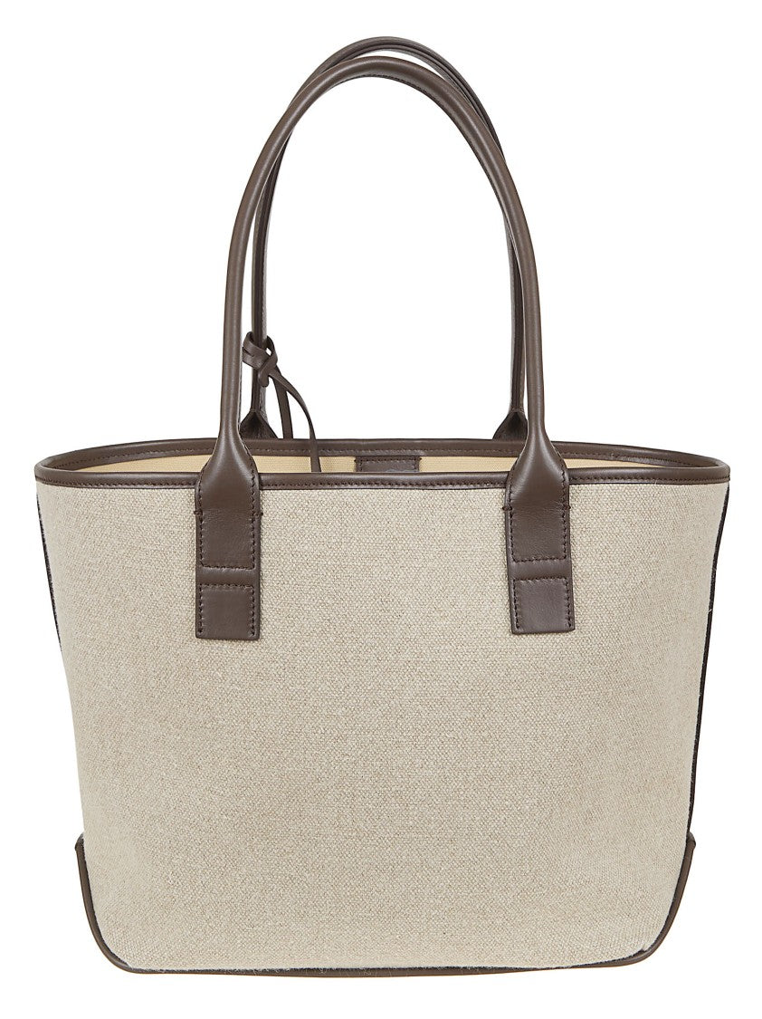 Hogan Textured Textile Shopper Bag With Calfskin Trim