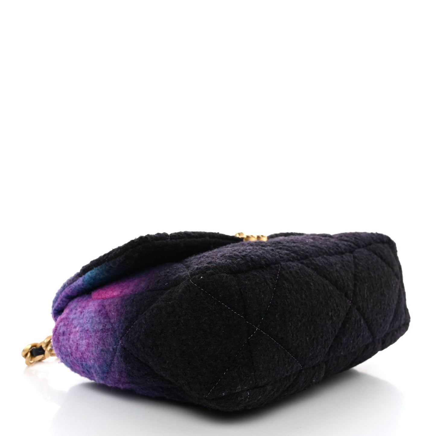 Wool Tweed Quilted Large Chanel 19 Flap Purple Black Blue