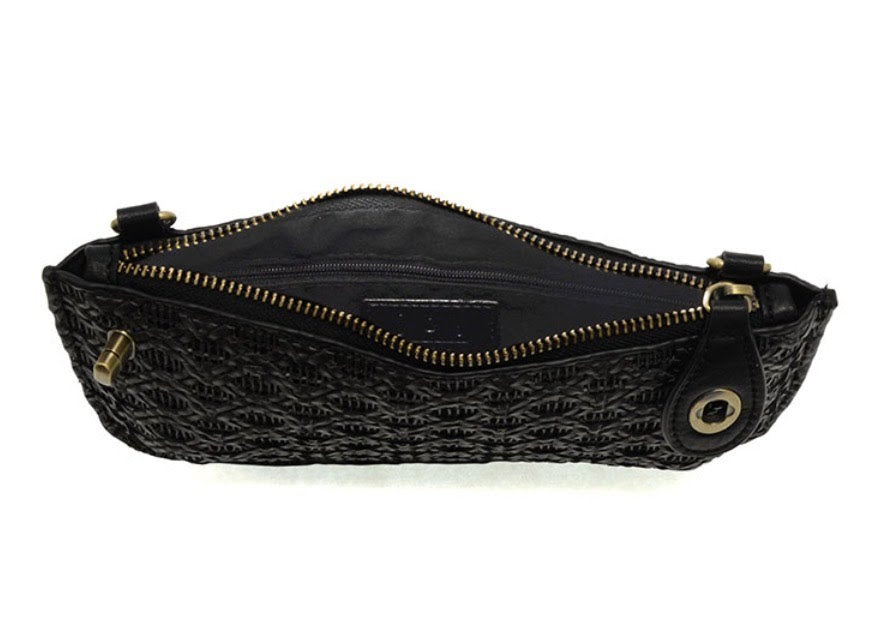 Joy Susan Lattice Woven Mini Crossbody Wristlet Clutch