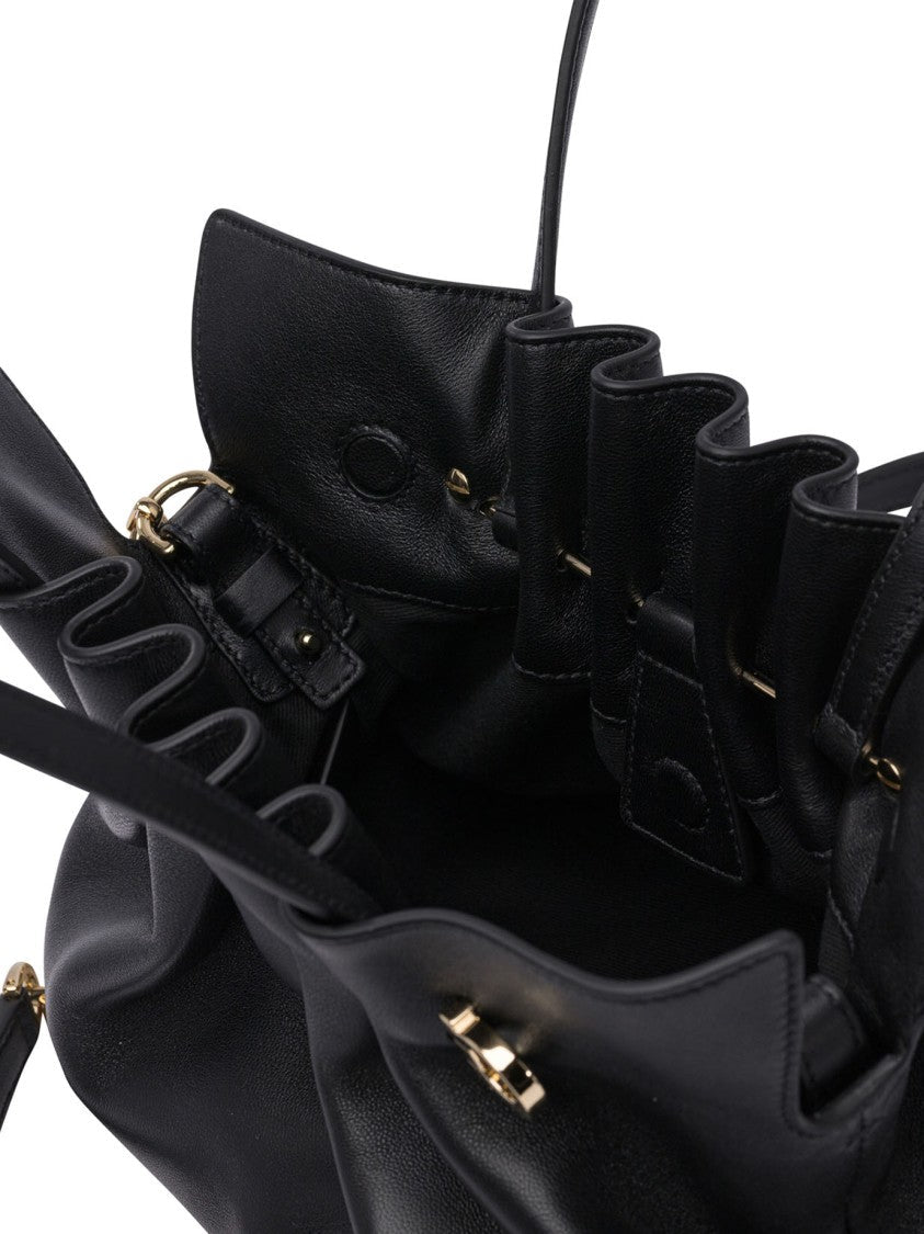 Ferragamo Gathered-Design Leather Shoulder Bag