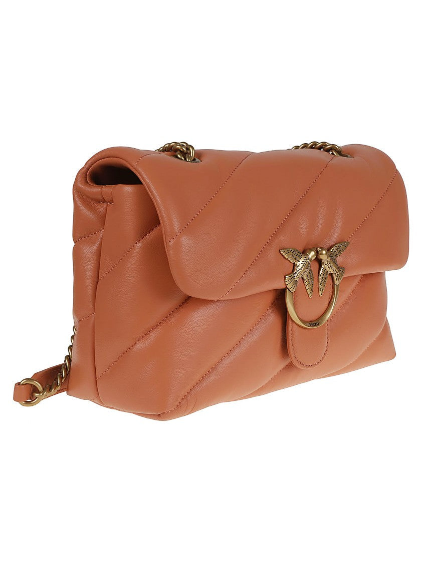 Pinko Quilted Leather Shoulder Bag With Decorative Clasp