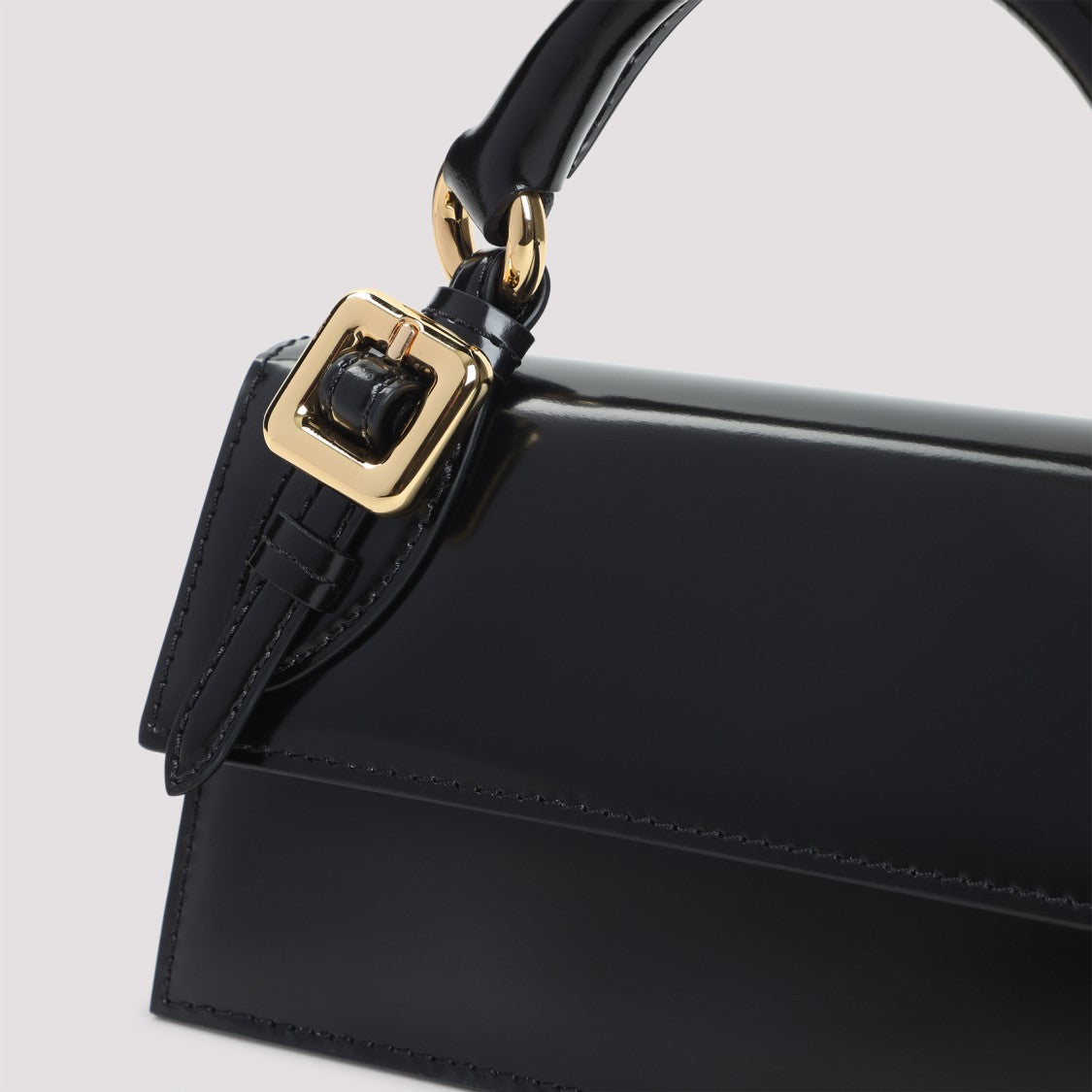 Jacquemus Structured Black Brushed Leather Shoulder Bag
