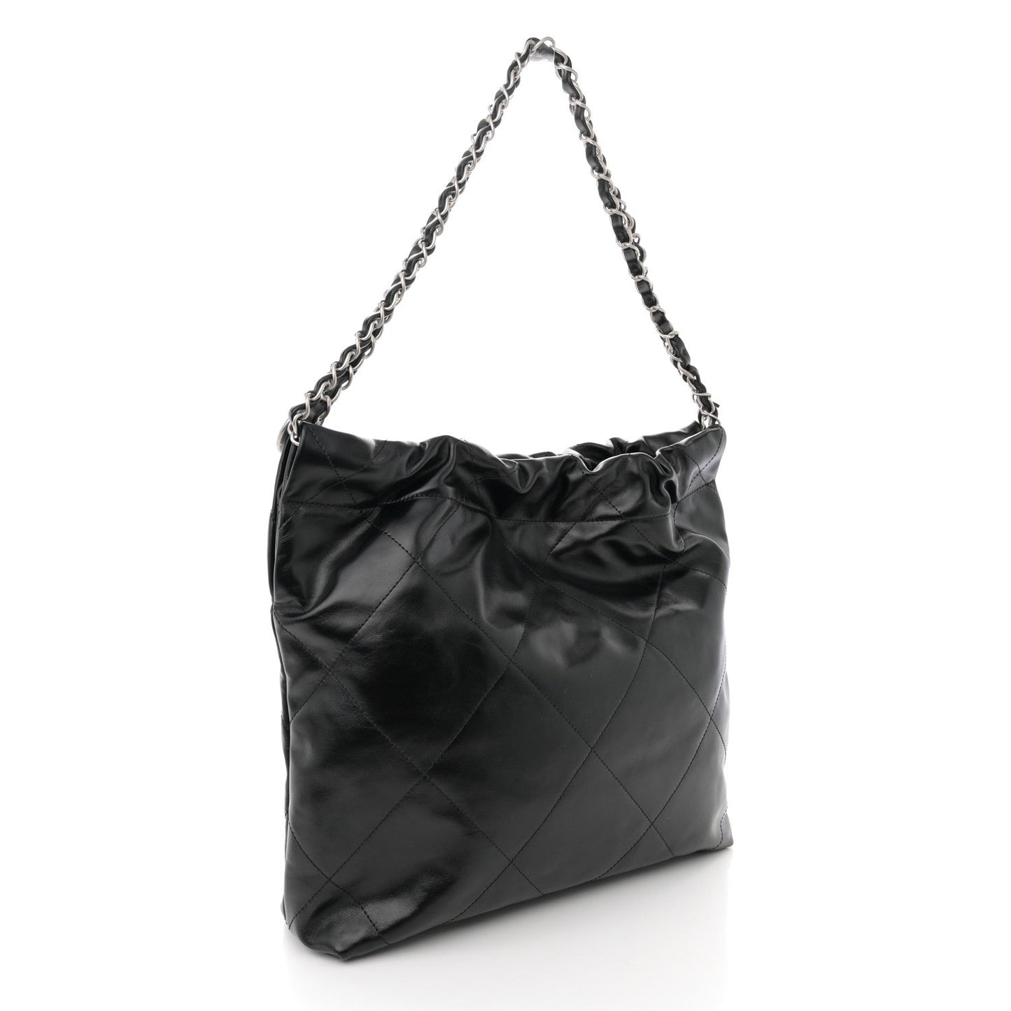 Shiny Calfskin Quilted Small Chanel 22 Black