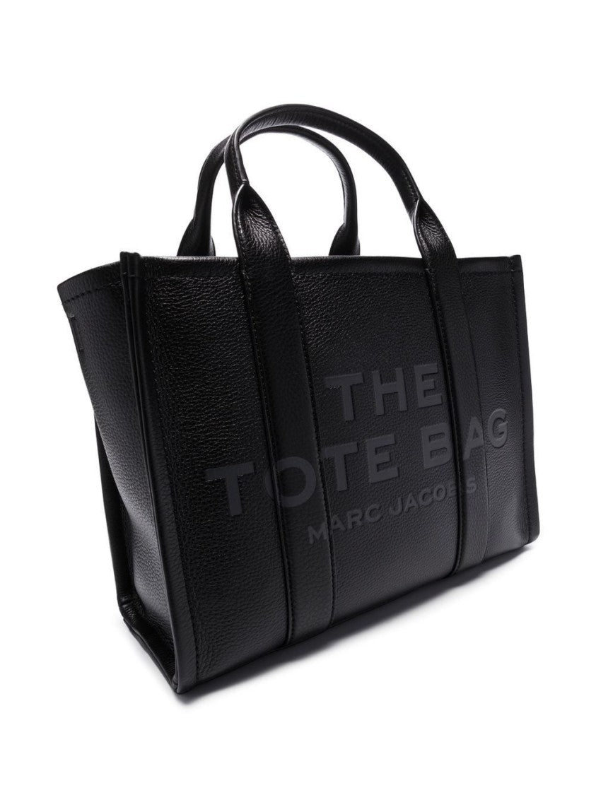 Marc Jacobs Structured Black Leather Handbag With Rounded Top Handles