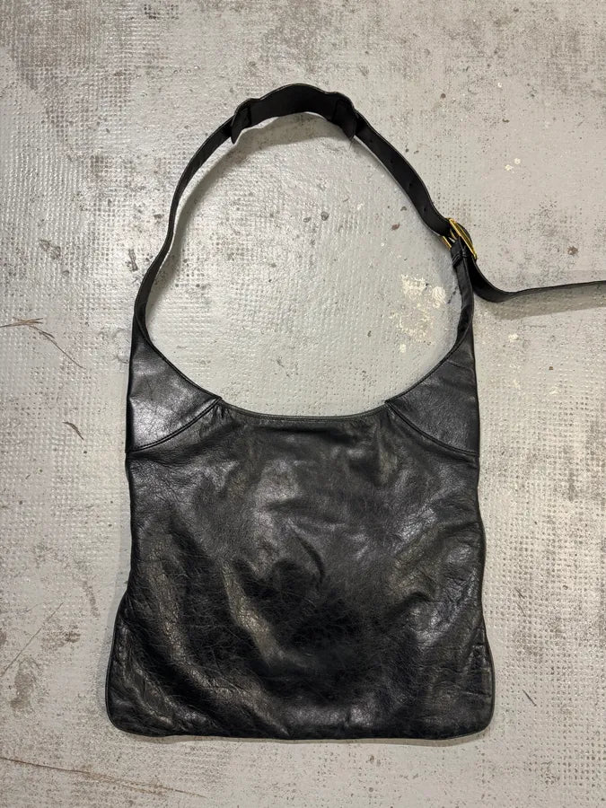 Balenciaga Black City Dark Green Leather Hobo Gold Hardware Bag