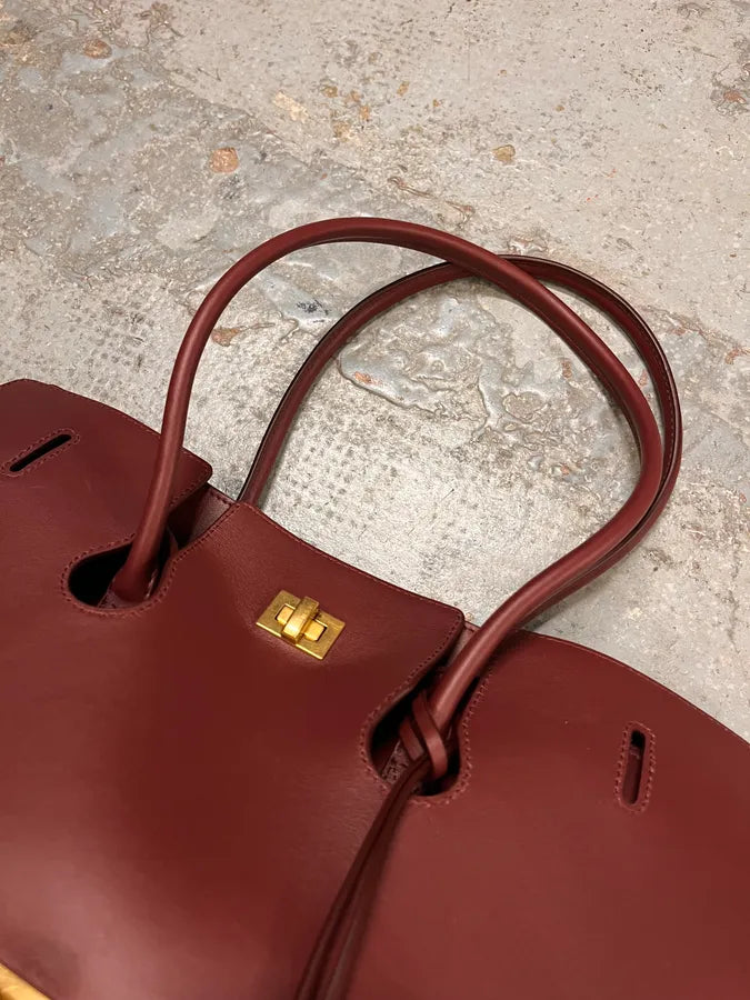 Balenciaga Bordeaux Leather Bell Air Handle Bag