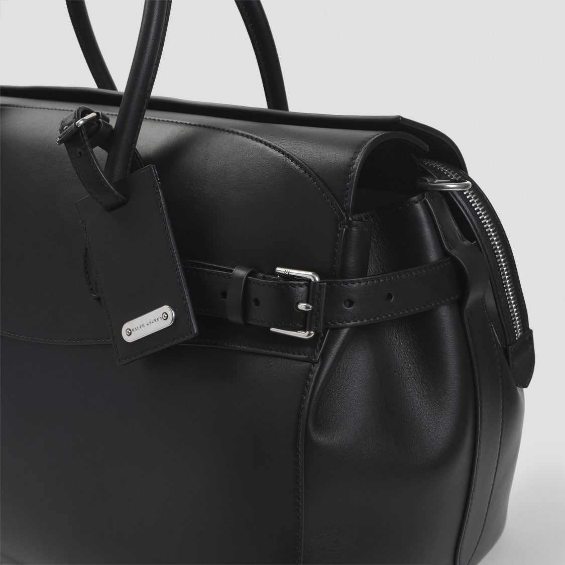 Ralph Lauren X Purple Label Smooth Leather Travel Bag With Structured Design